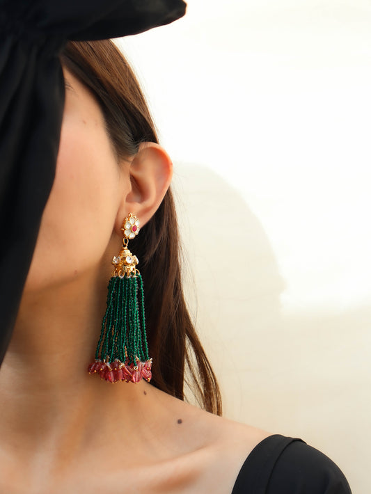 Kisaa Green Jhumka Earrings