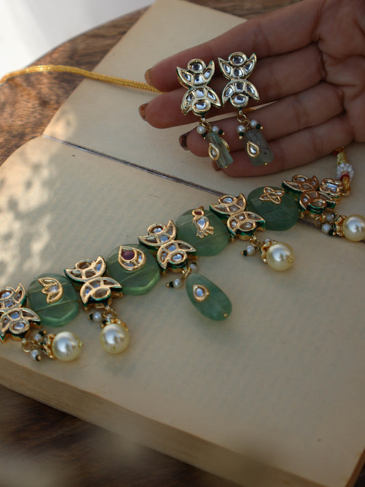 Rami Mint-Green Kundan Choker Necklace Set