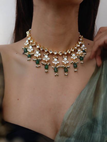 Mahira Green Kundan Necklace