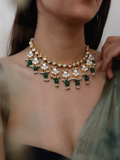 Mahira Green Kundan Necklace