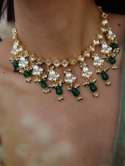 Mahira Green Kundan Necklace