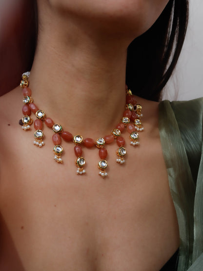 Kamya Orange Kundan Necklace