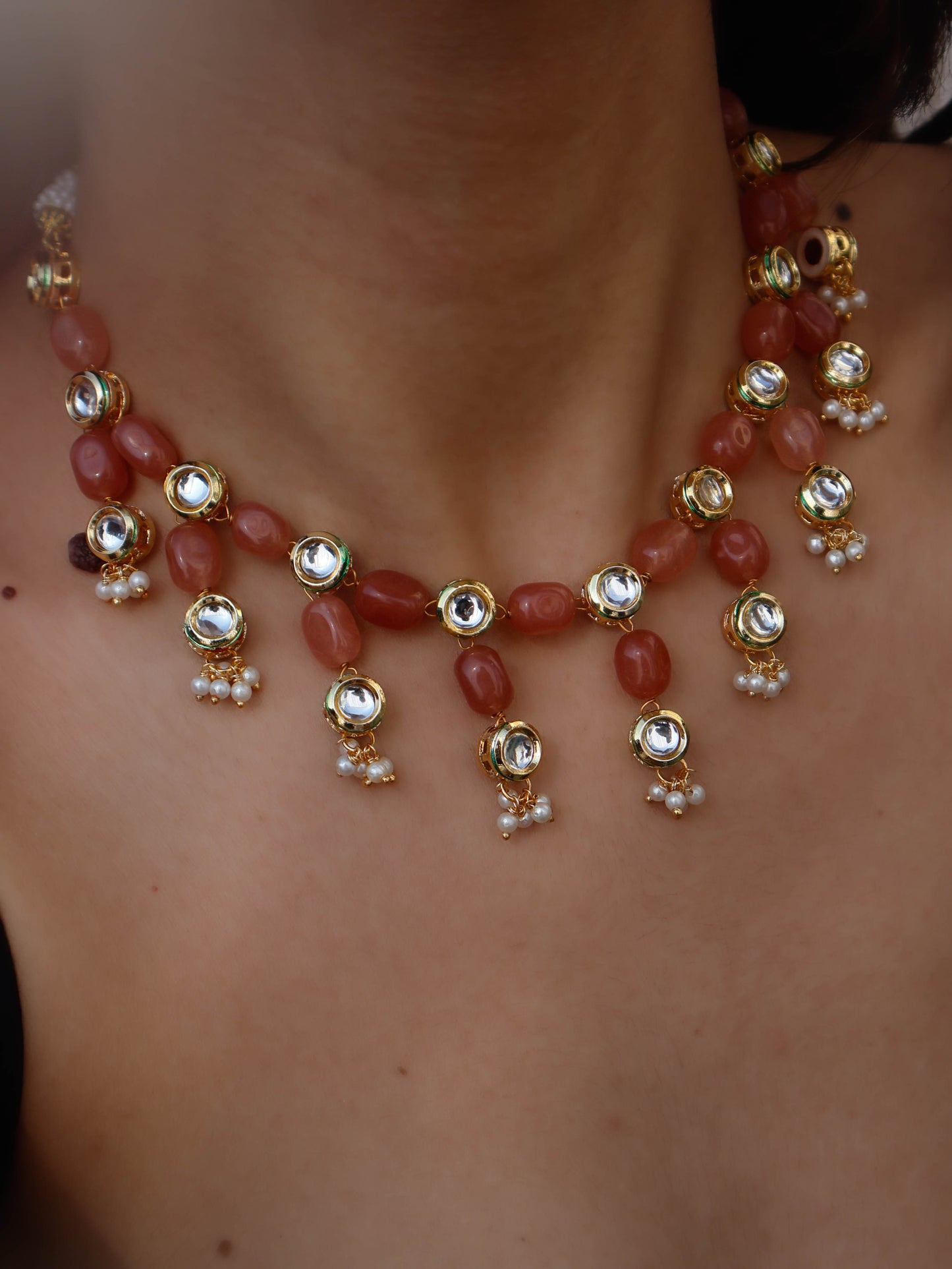 Kamya Orange Kundan Necklace