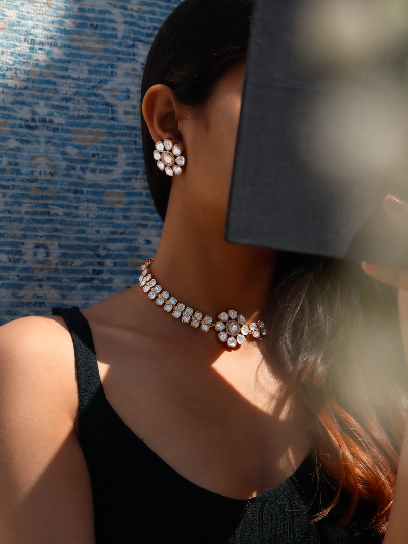 Jamila Floral Polki Necklace Set