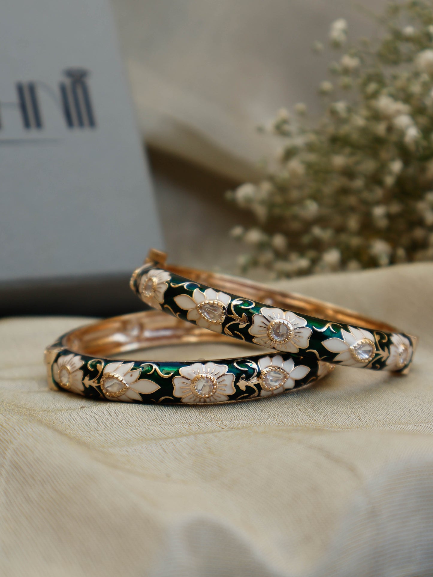 Irit Meenakari Green Bangles - Pair of 2