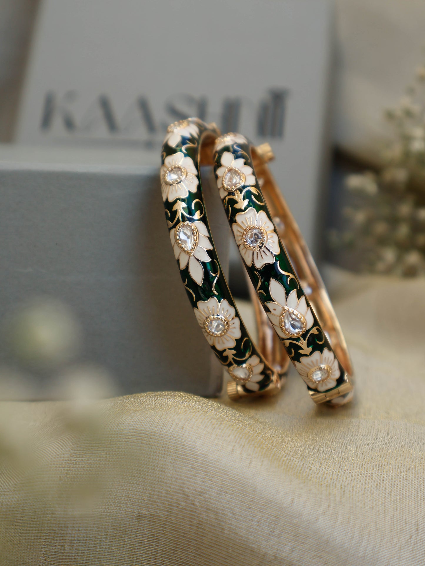 Irit Meenakari Green Bangles - Pair of 2