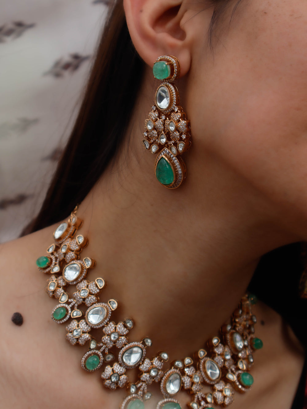 Abigail Mint-Green Polki Necklace Set