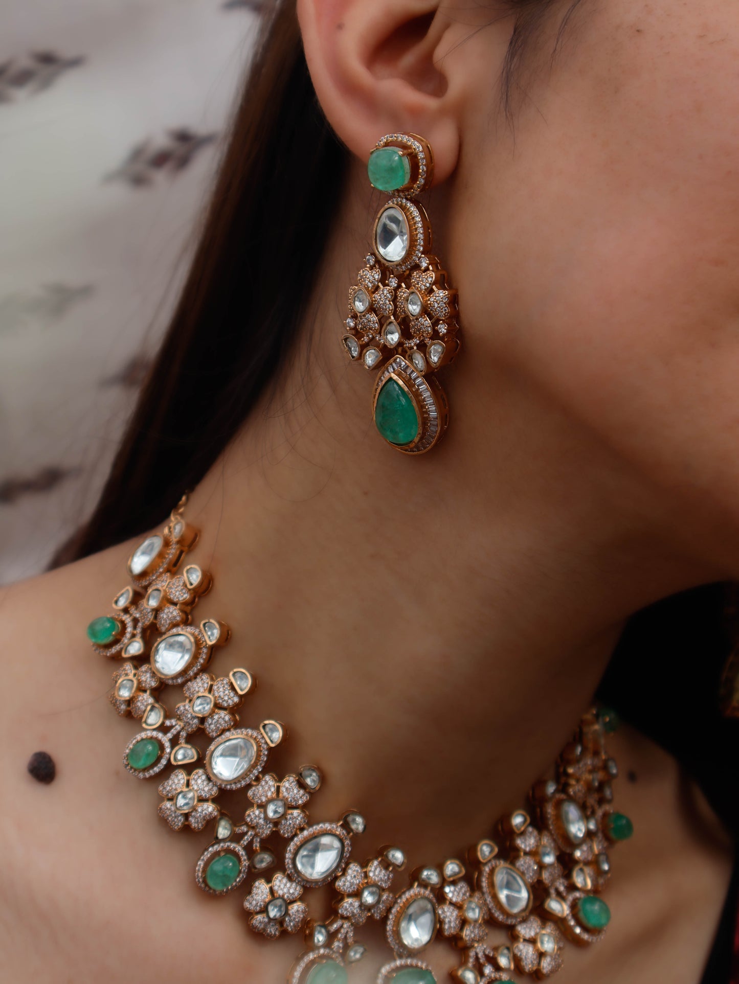 Abigail Mint-Green Polki Necklace Set