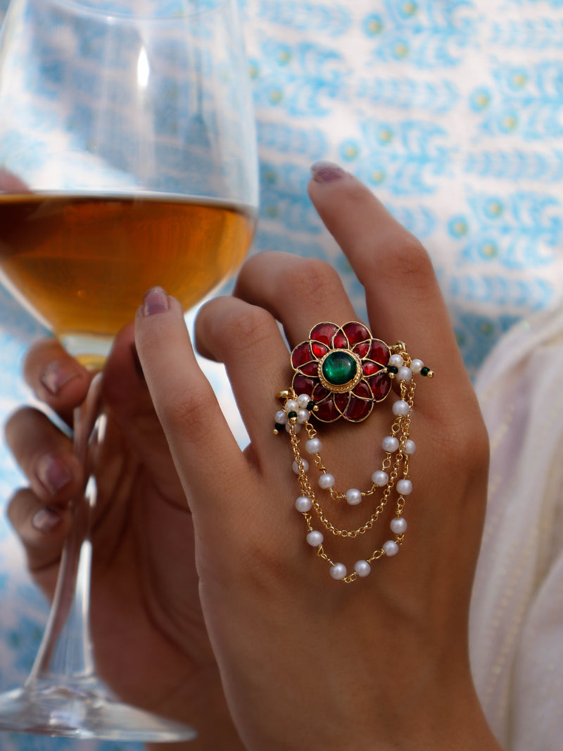 Shiqa Floral Kundan Ring