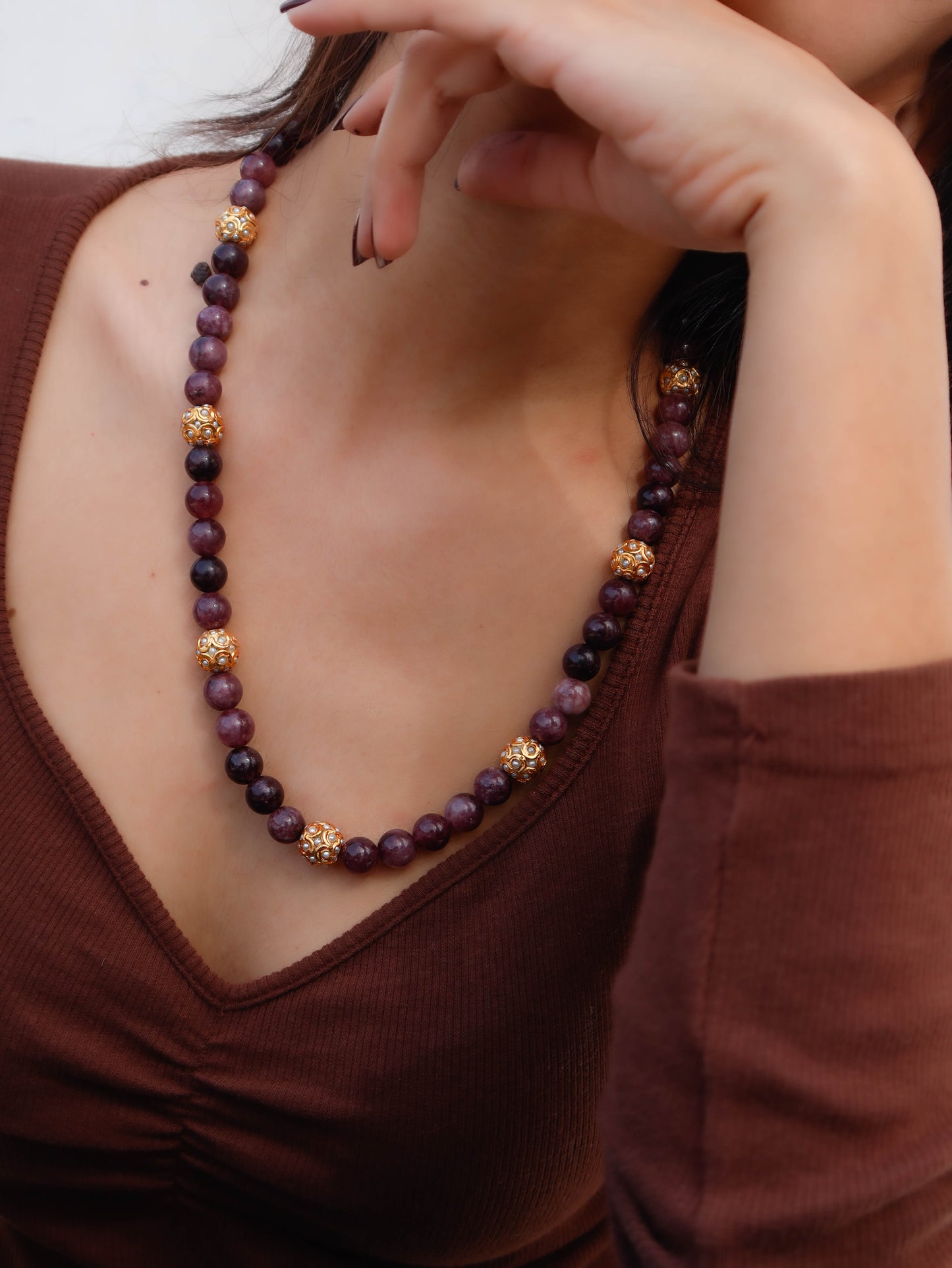 Kavi Purple Long Necklace