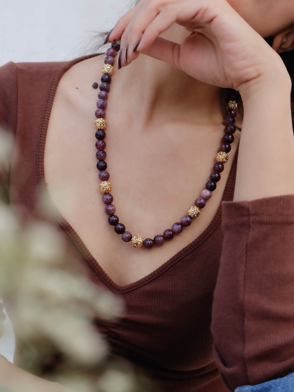 Kavi Purple Long Necklace