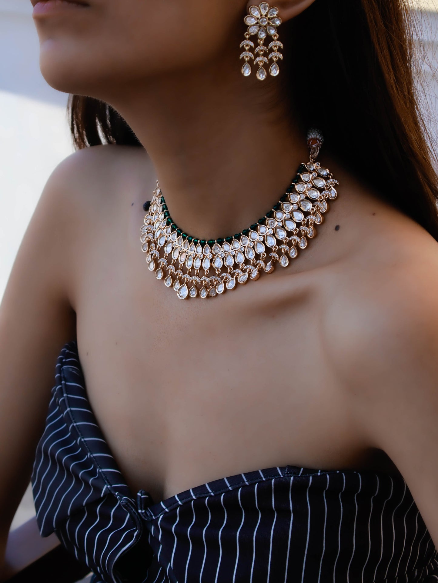 Aeiris Green Kundan Necklace Set
