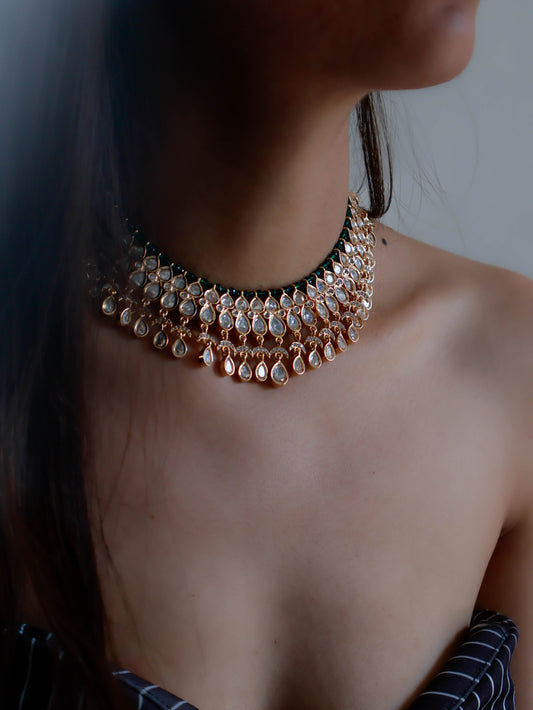 Aeiris Green Kundan Necklace Set