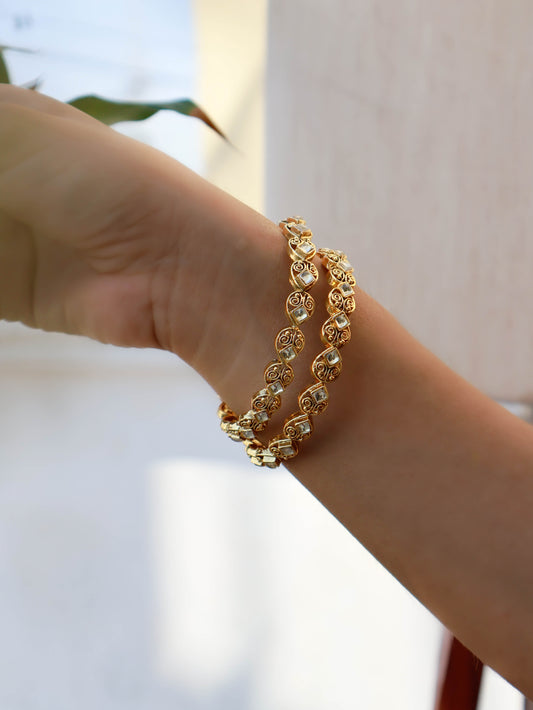 Nirvi Kundan Bangles - Pair of 2