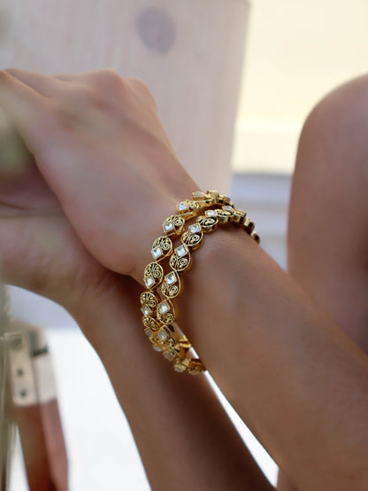 Nirvi Kundan Bangles - Pair of 2