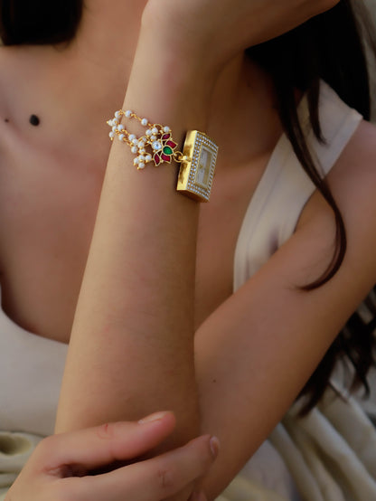 Mayflower Red Kundan Wrist Watch