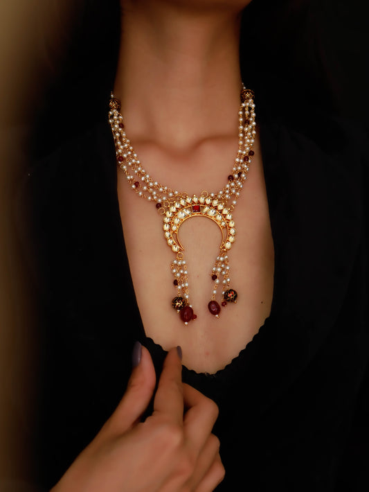 Reyhna Kundan Long Pendant Necklace