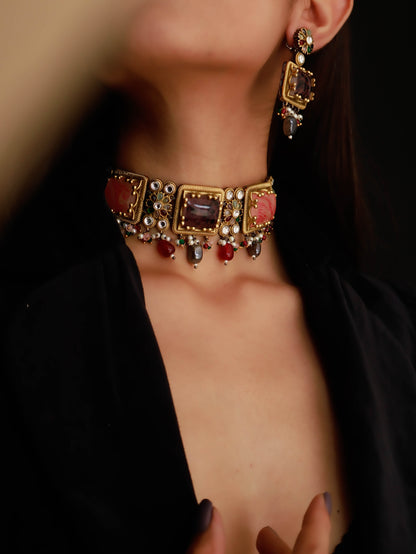 Tarini Multicolour Choker Necklace Set