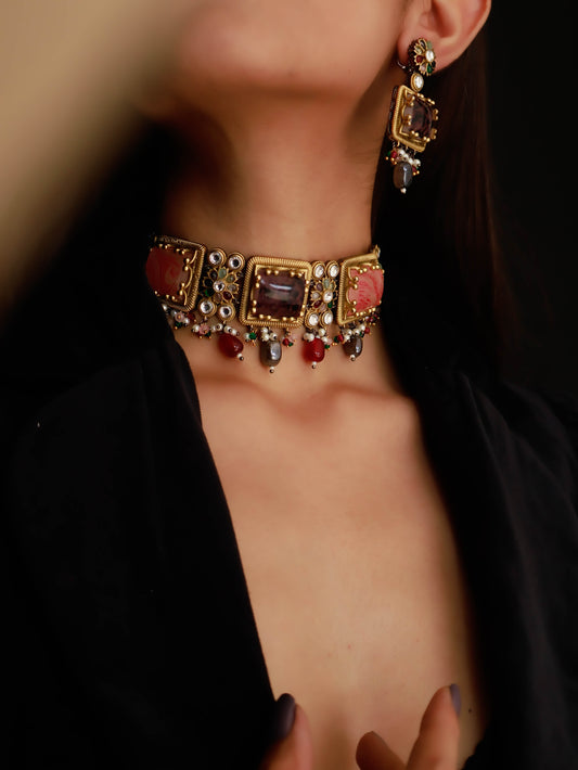 Tarini Multicolour Choker Necklace Set
