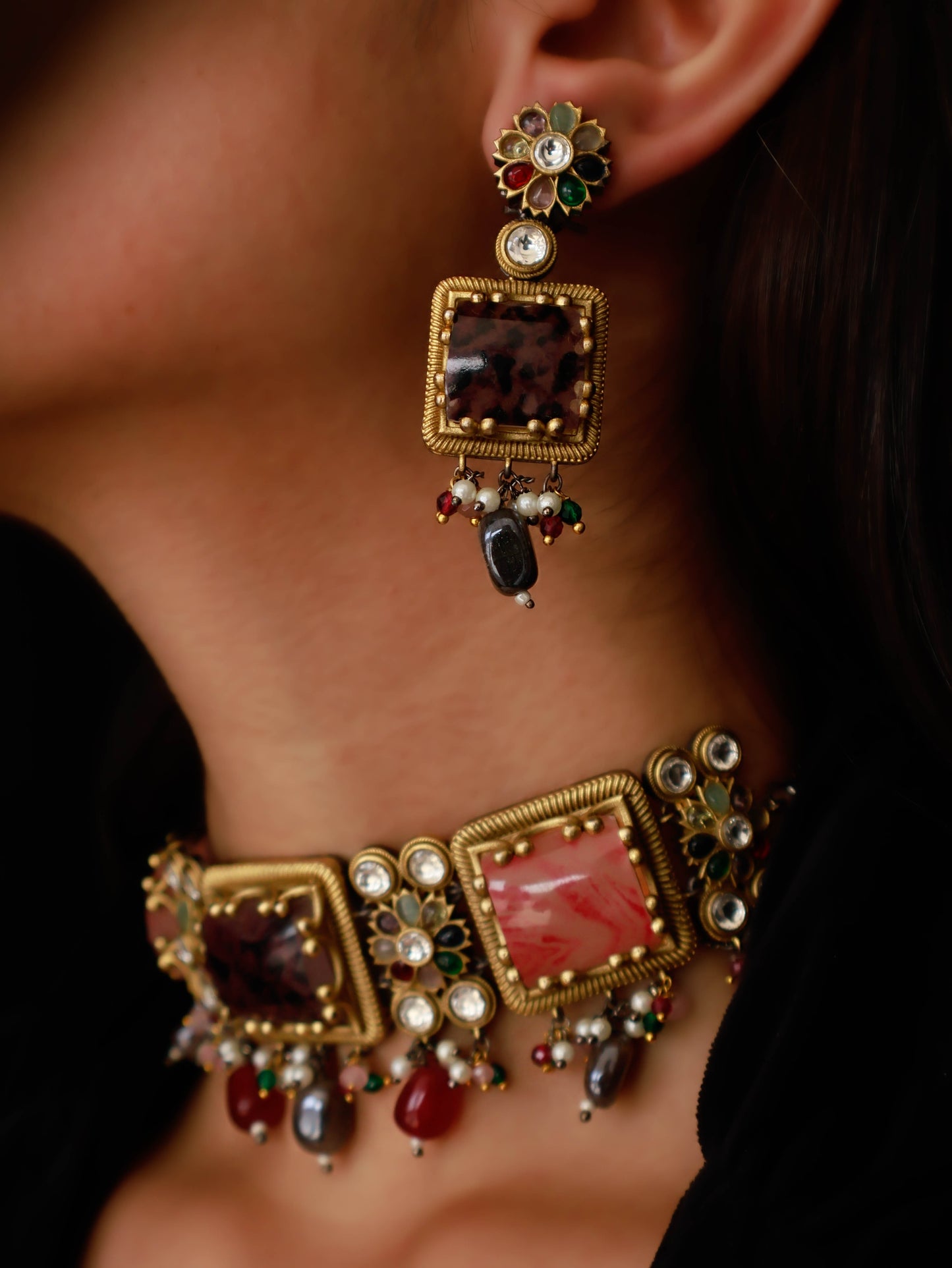 Tarini Multicolour Choker Necklace Set