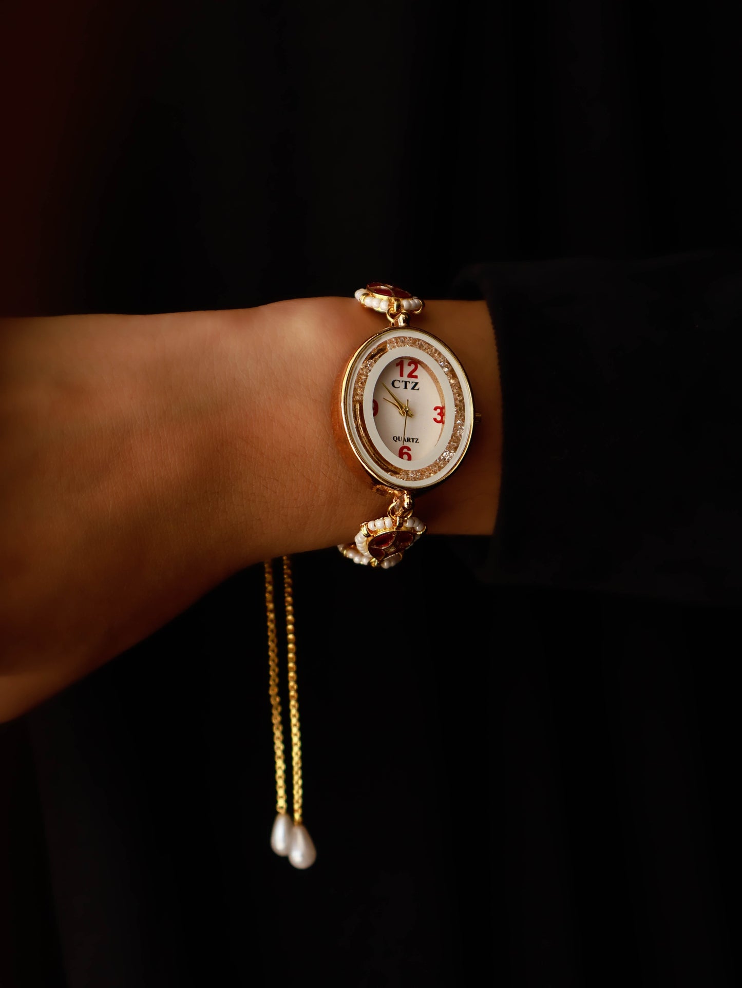Kate Kundan Pink Wrist Watch