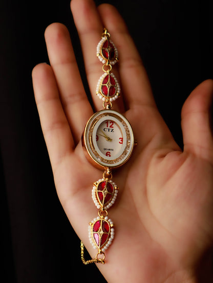 Kate Kundan Pink Wrist Watch