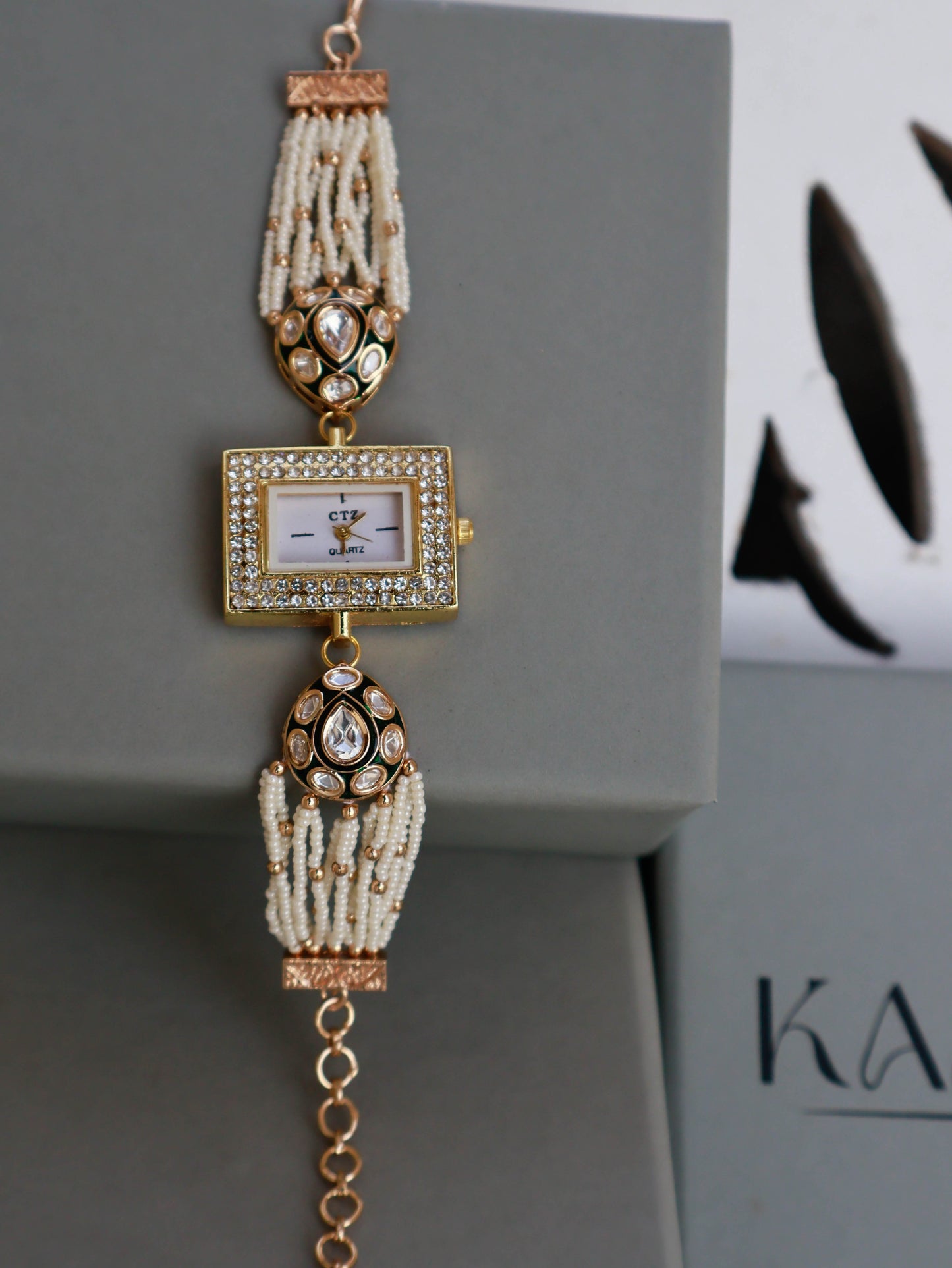 Ameera Polki Meenakari Wrist Watch