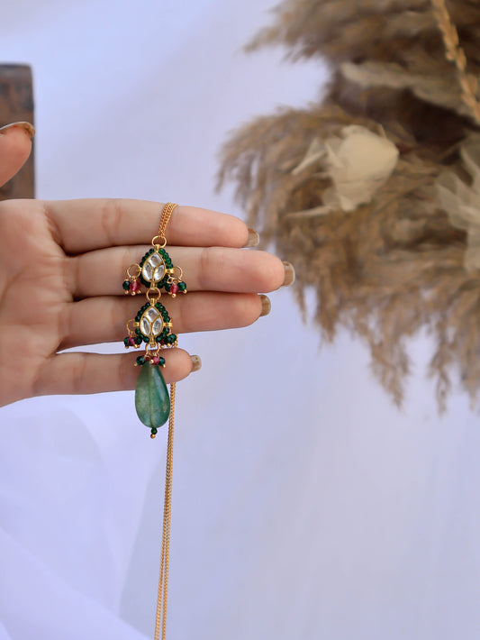 Aisha Kundan Green Pendant Necklace