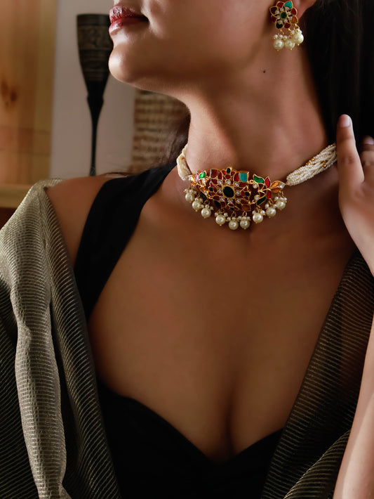 Keerthana Navratran Kundan Choker Necklace Set