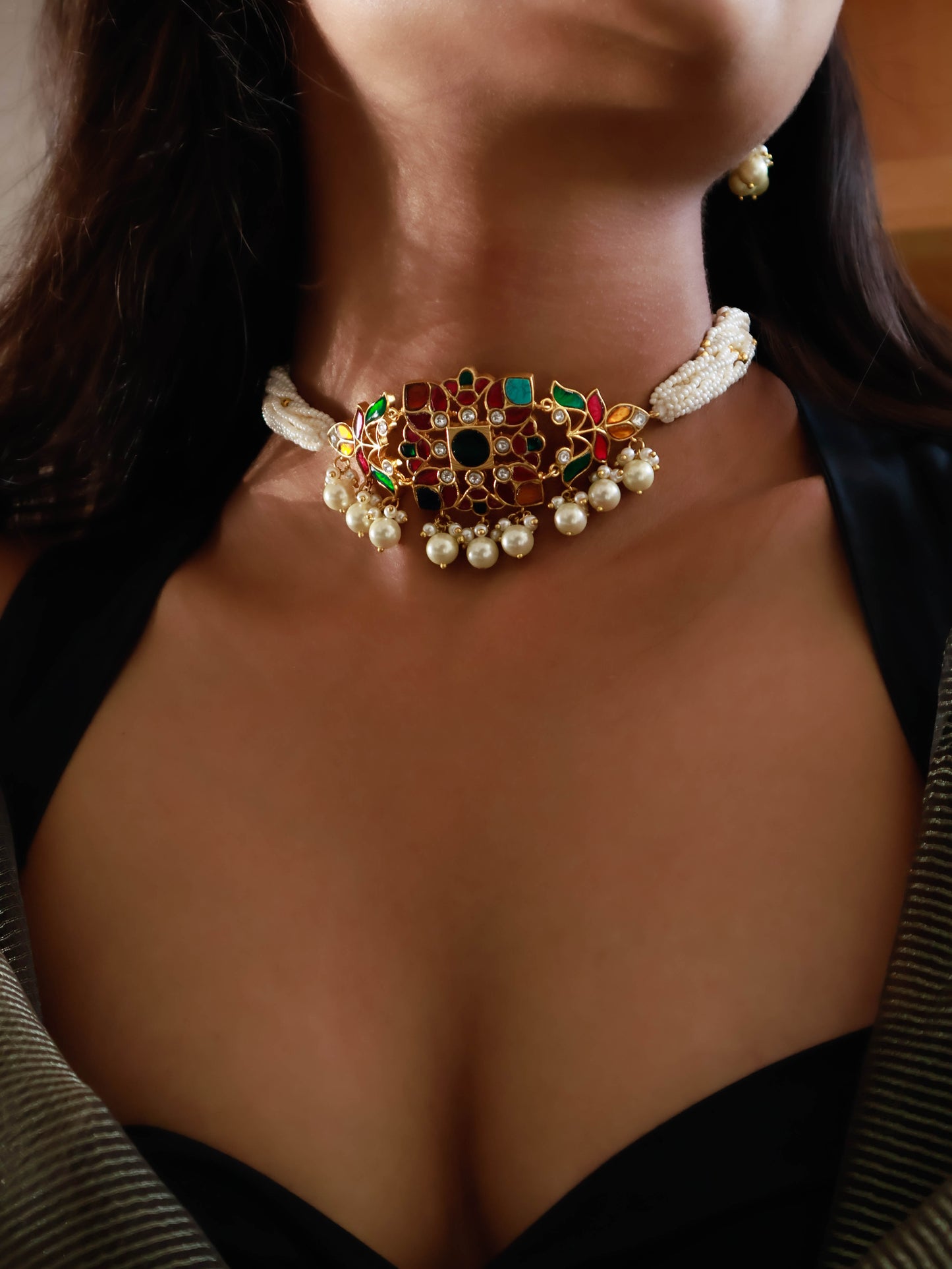 Keerthana Navratran Kundan Choker Necklace Set