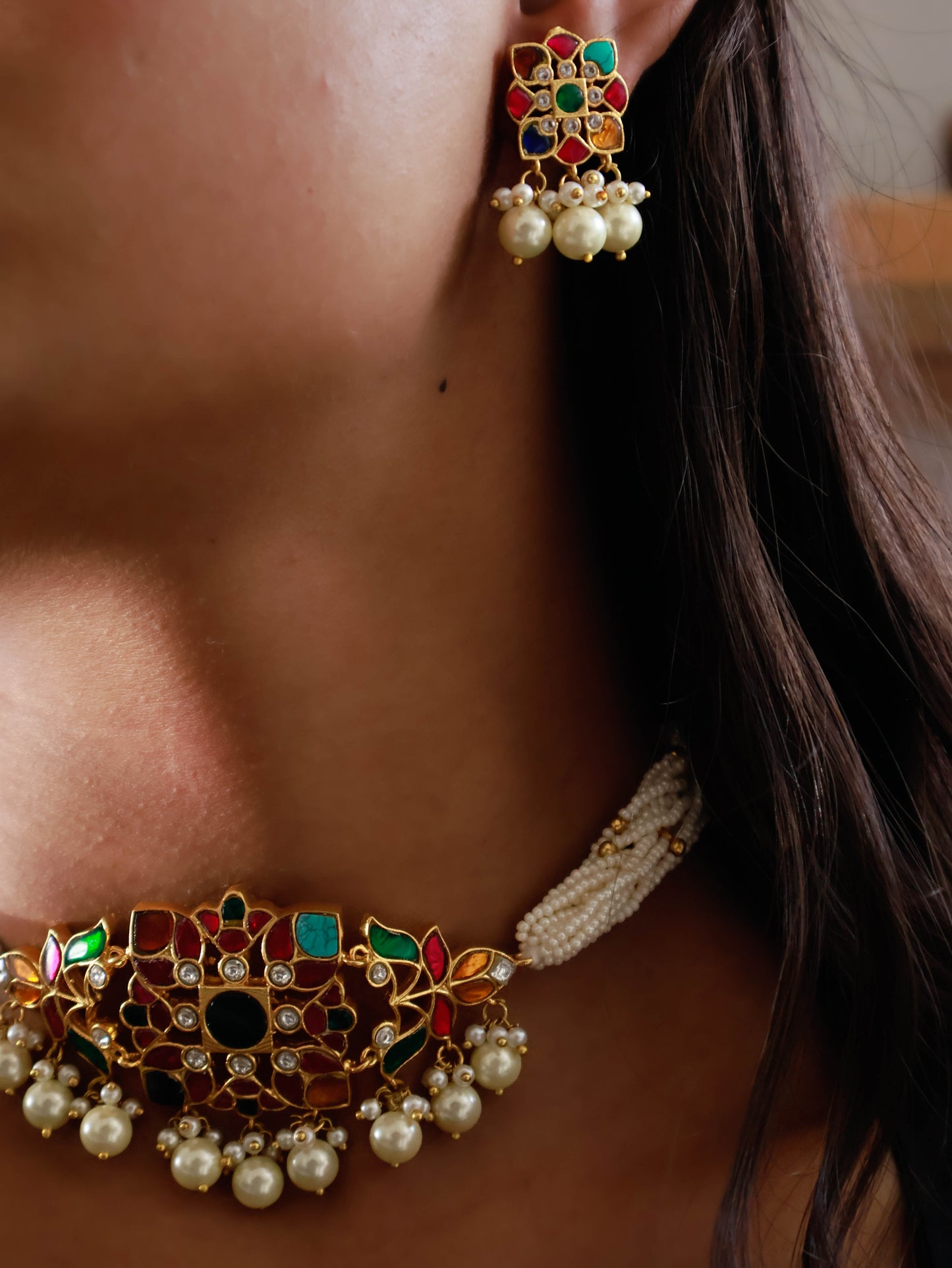 Keerthana Navratran Kundan Choker Necklace Set