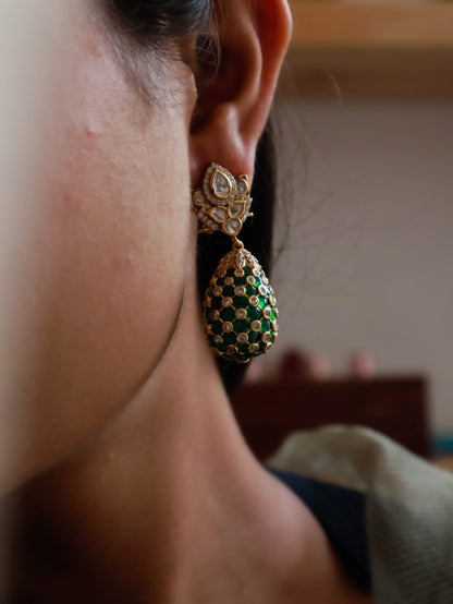 Padmaja Green Polki Earrings