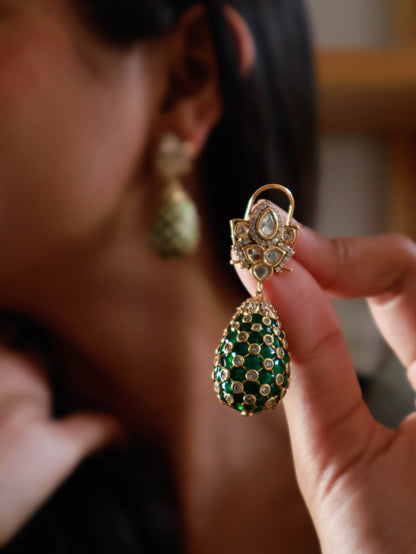 Padmaja Green Polki Earrings