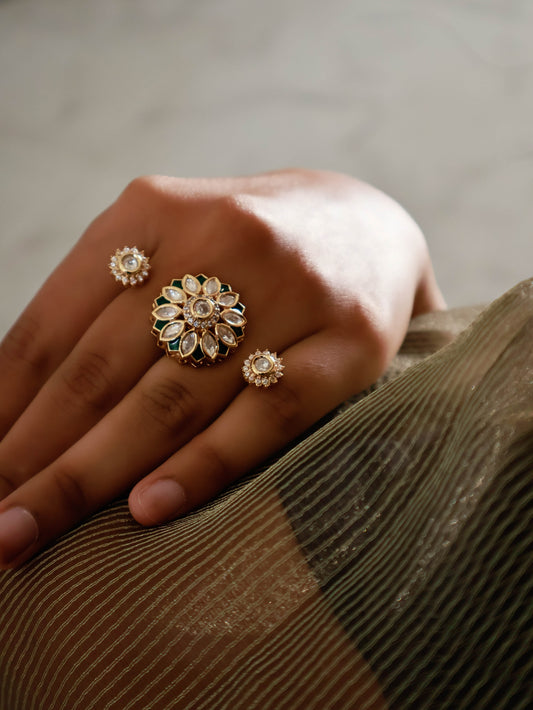 Gargi Floral Kundan Ring