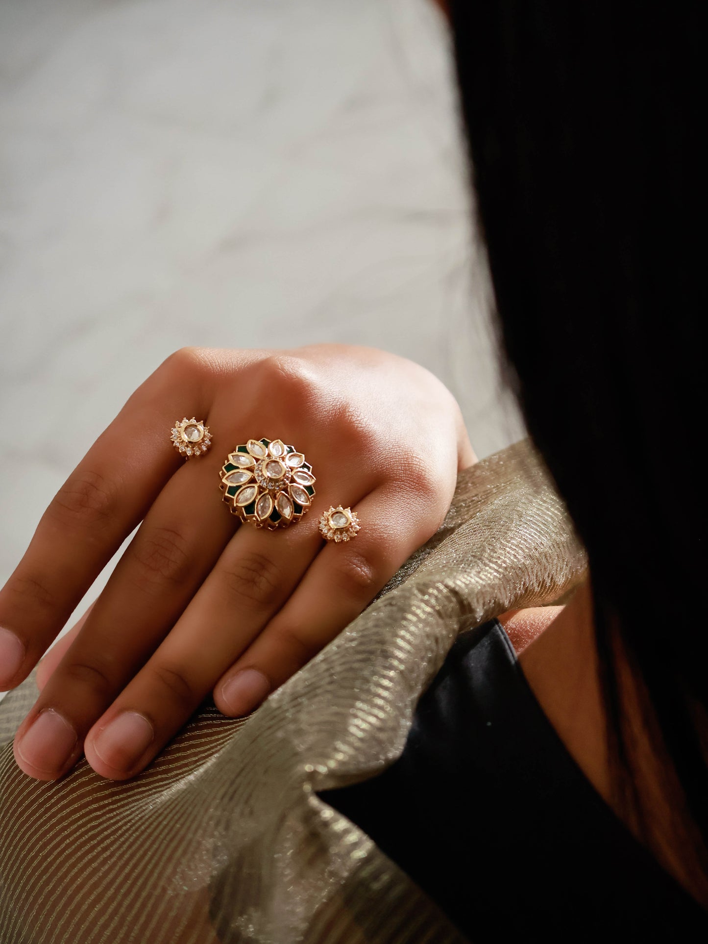 Gargi Floral Kundan Ring