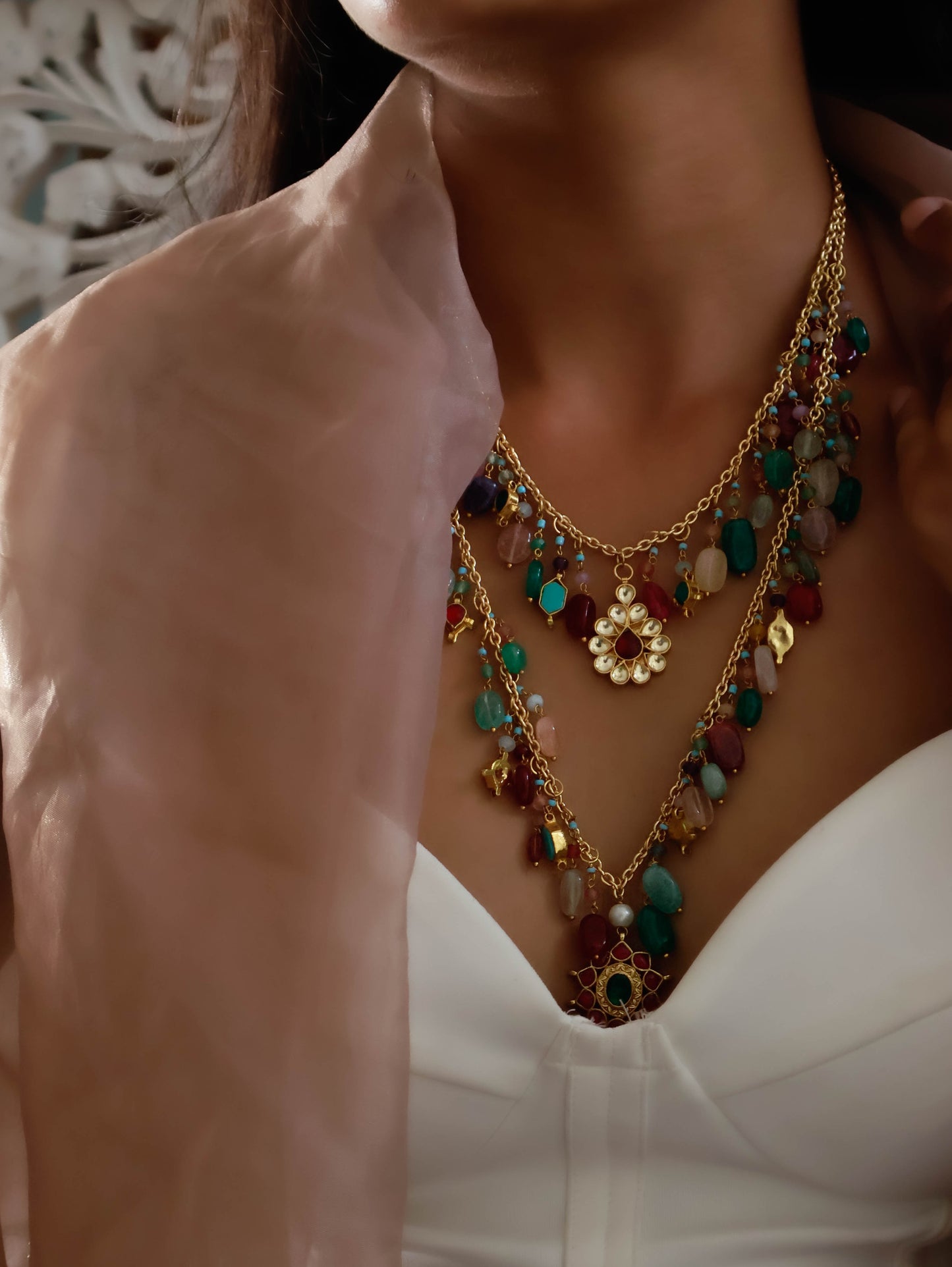 Shravi Multicolored Kundan Necklace