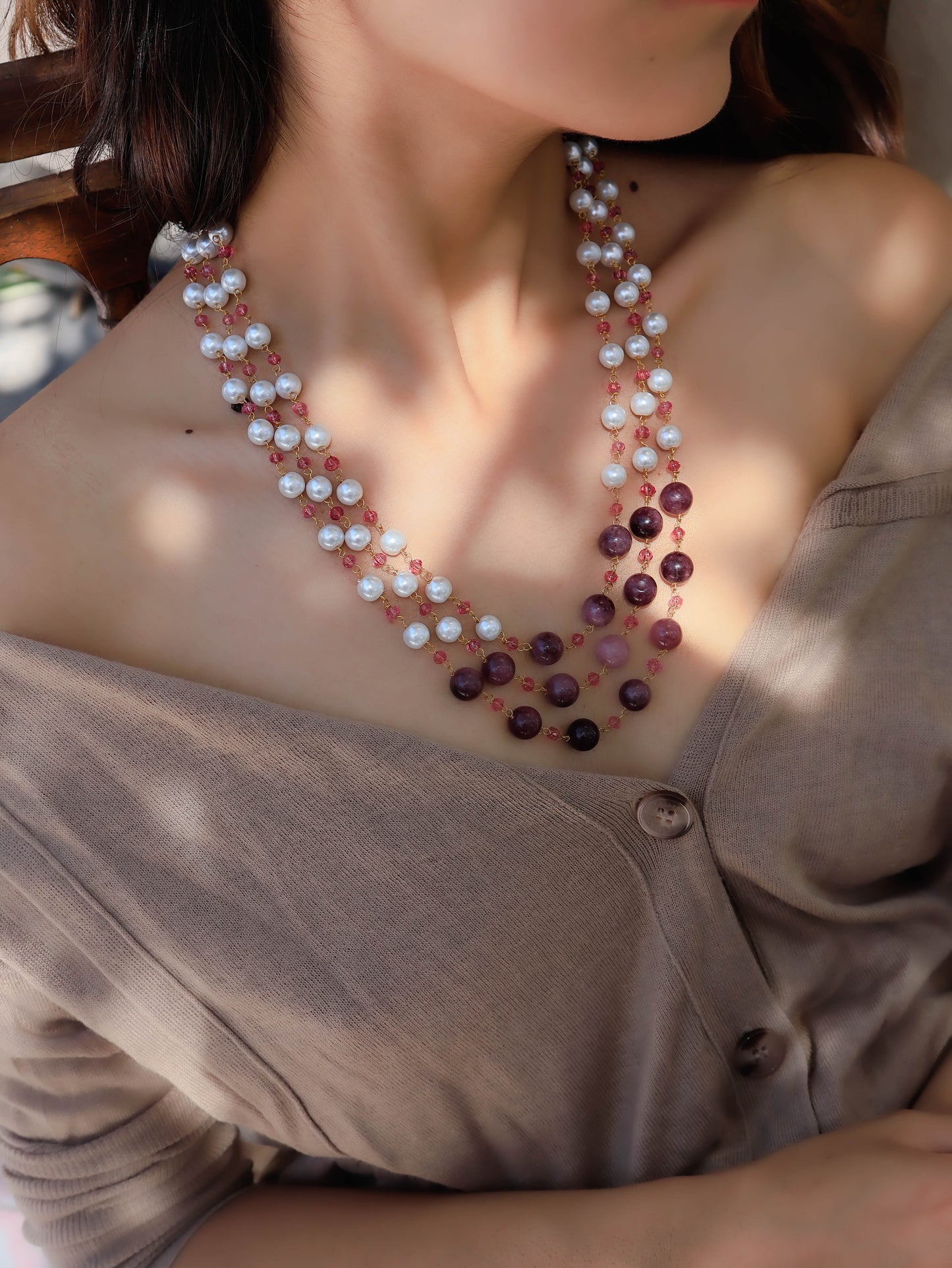 Azma Pearl Purple Necklace