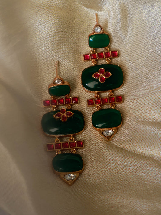Azeema Green Dangler Earrings
