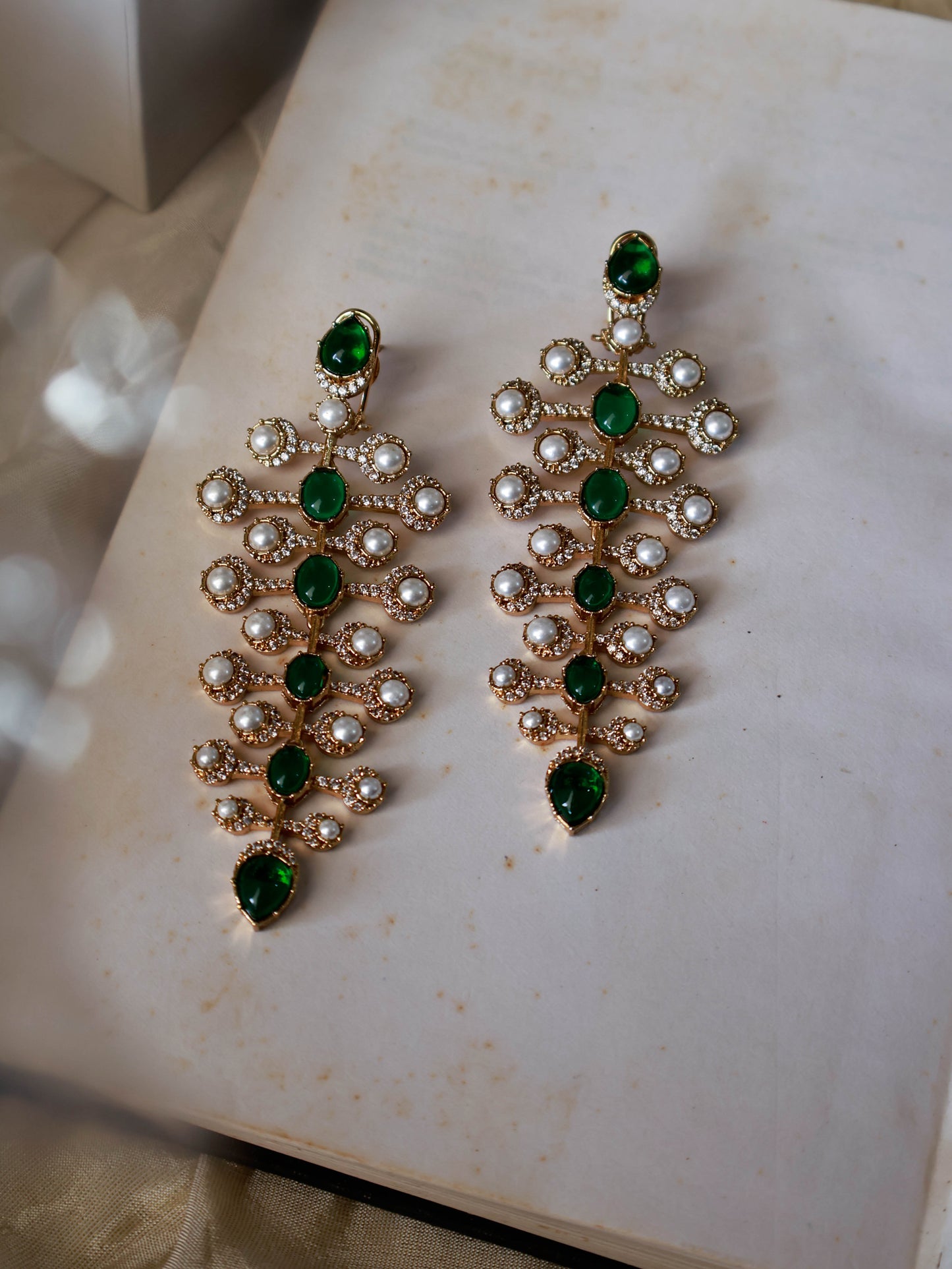 Adheera Green Dangler Earrings