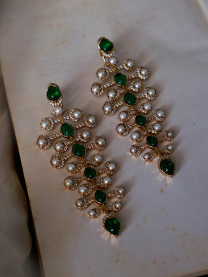 Adheera Green Dangler Earrings