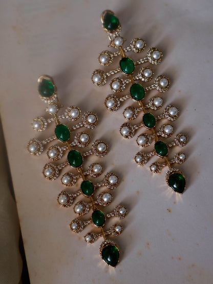 Adheera Green Dangler Earrings