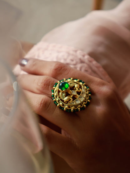 Mulkh Green Temple Ring