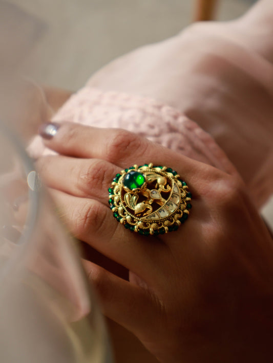 Mulkh Green Temple Ring