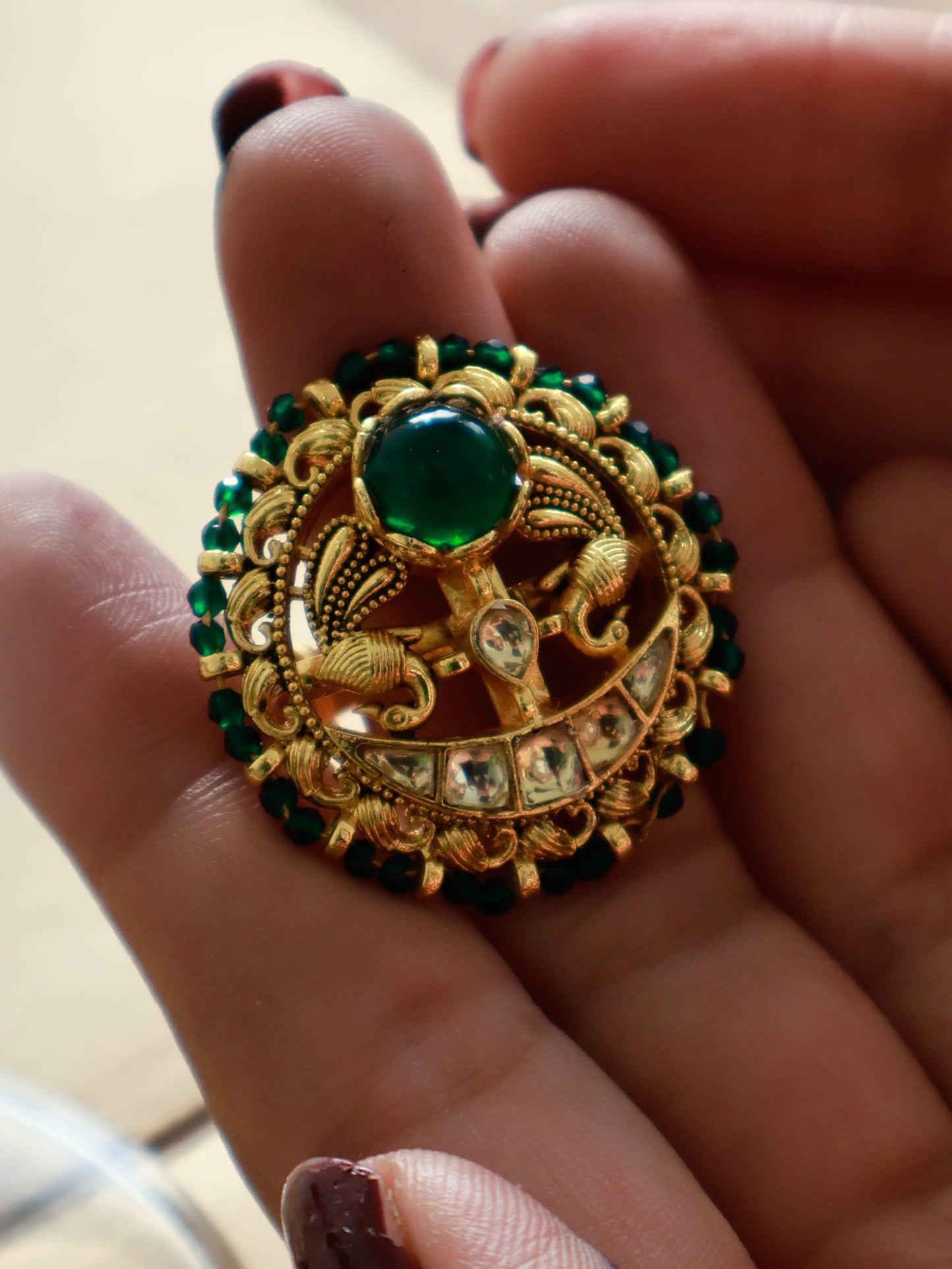 Mulkh Green Temple Ring