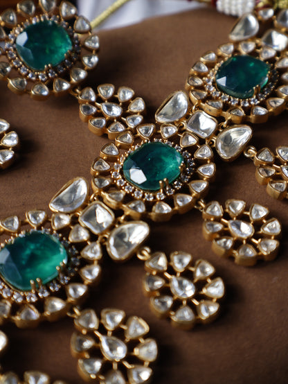 Urvi Green Polki Necklace Set