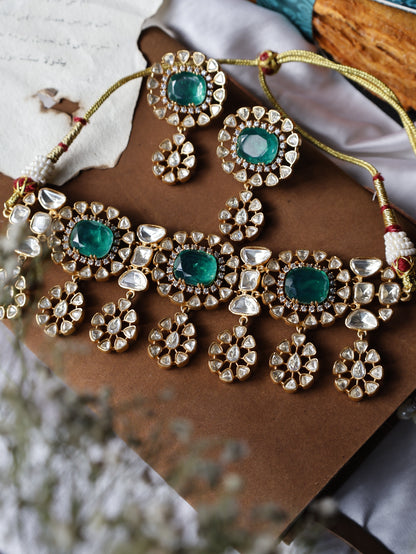 Urvi Green Polki Necklace Set