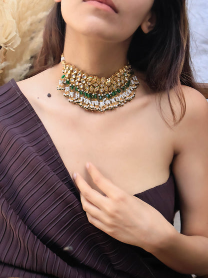 Sukh Green Kundan Choker Necklace