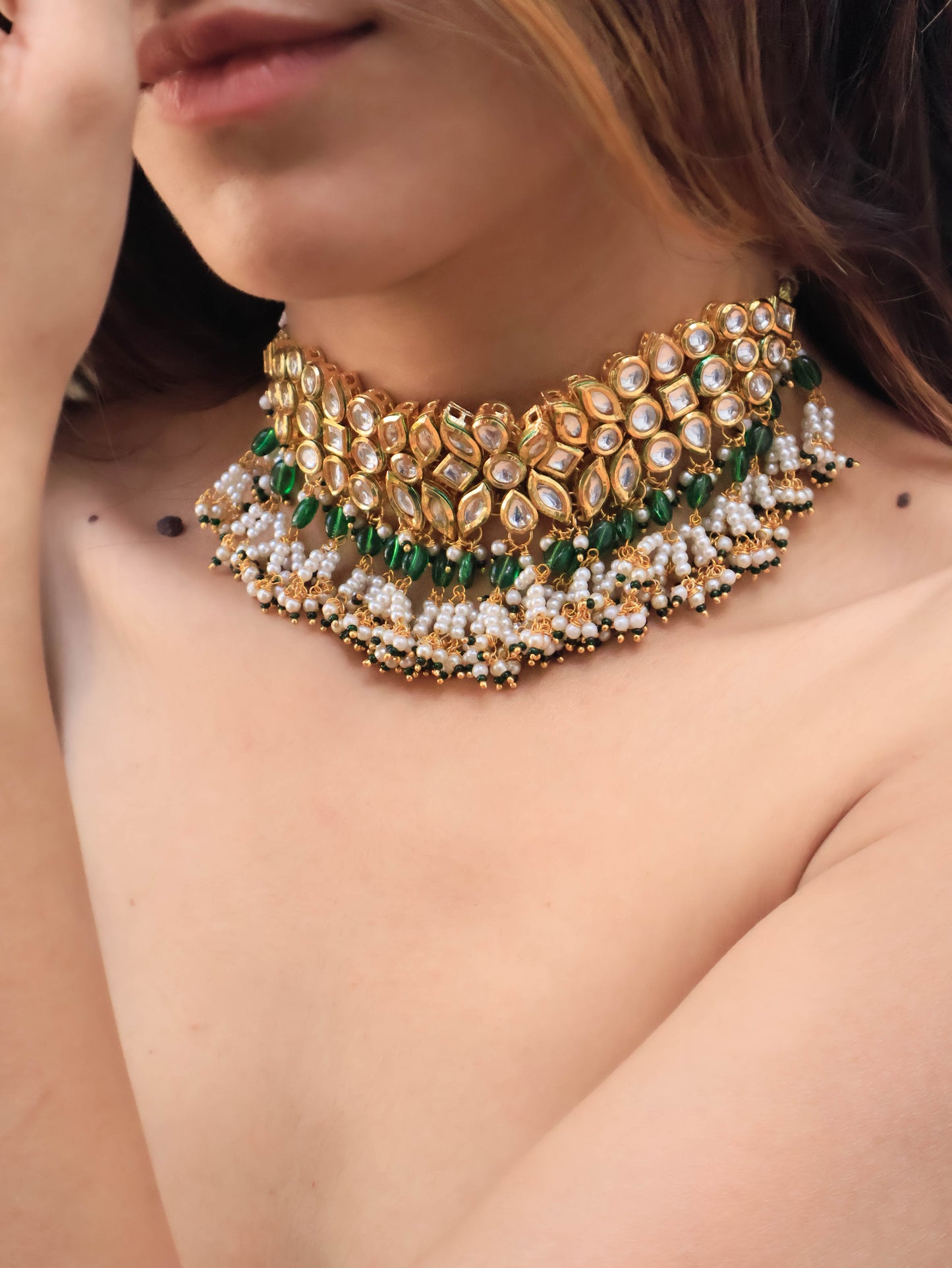 Sukh Green Kundan Choker Necklace