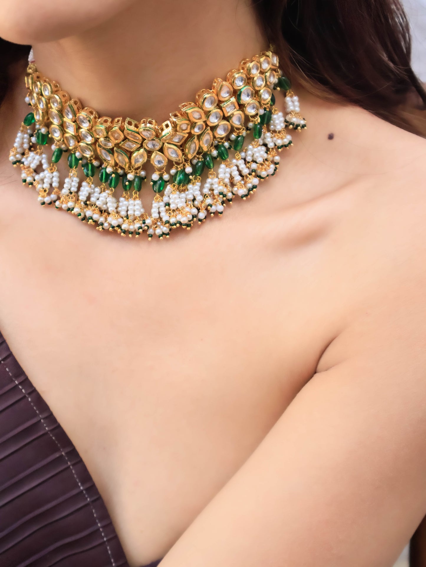 Sukh Green Kundan Choker Necklace