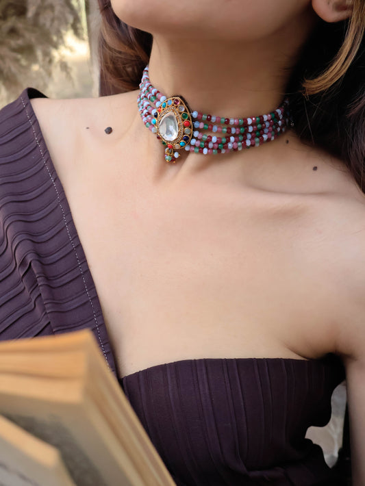 Raiya Multicolored Polki Choker Necklace